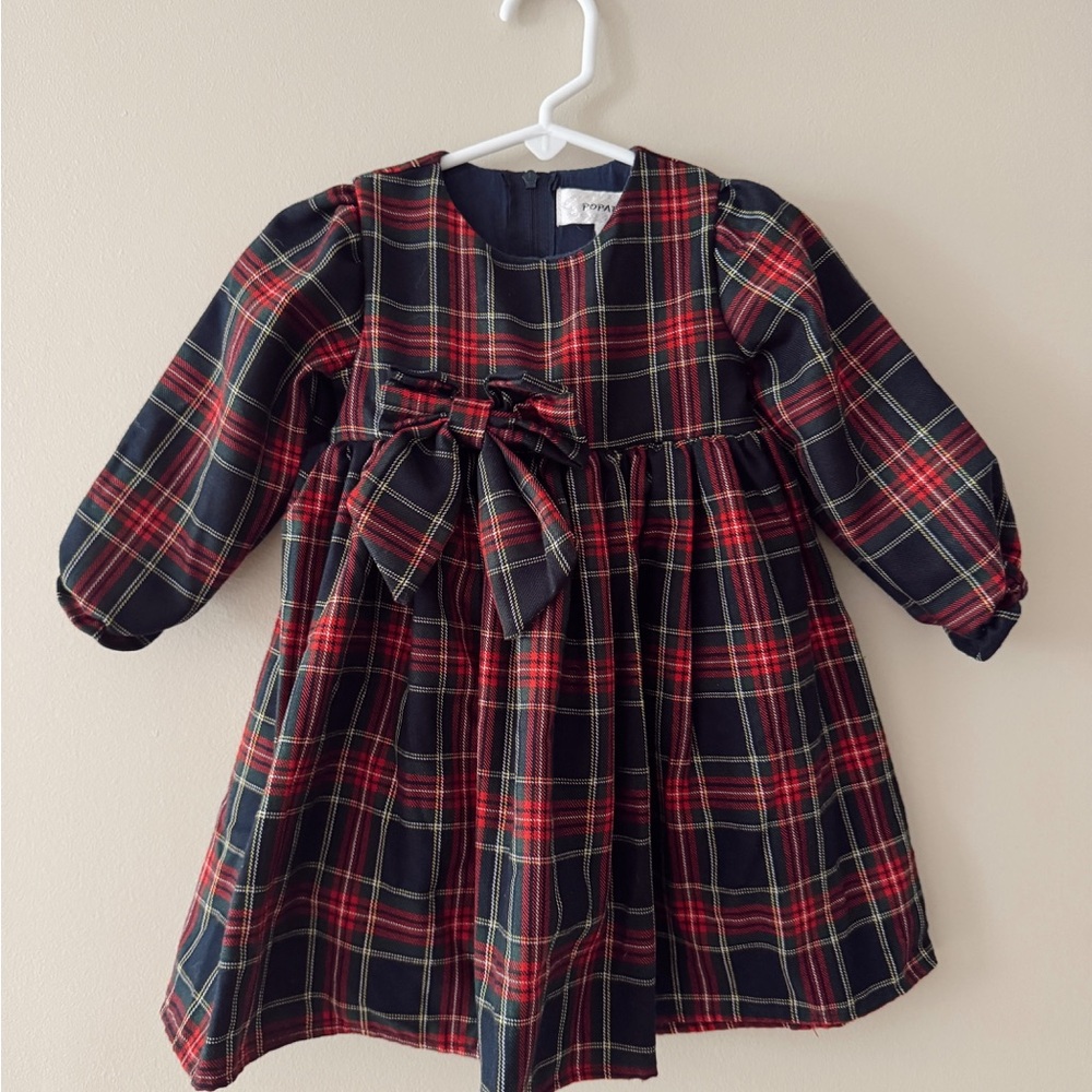 Popatu Red and Green Plaid Kids Dress